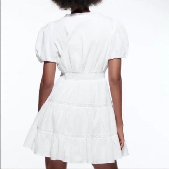 ZARA Linen Patten & Embroidery Dress NWT SIZE SMALL - Picture 2 of 7